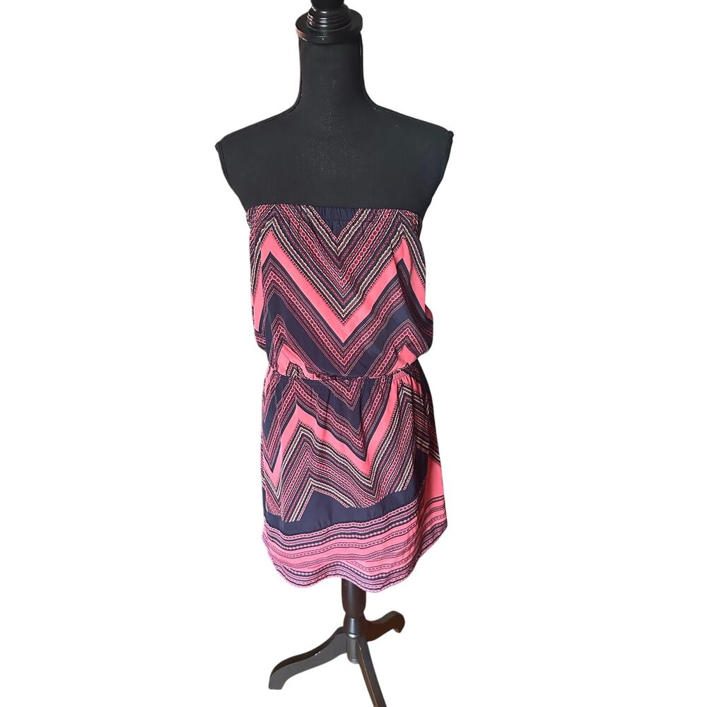 Express Strapless Summer Dress | Y2K Chevron Design